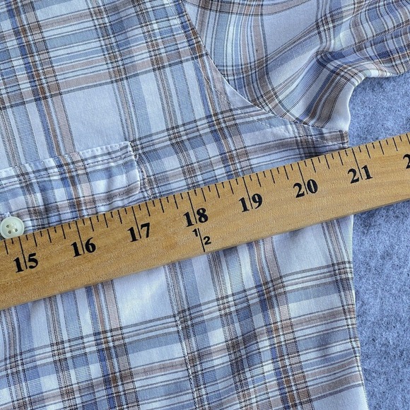 Back Bay Rowing Co. Shirt Mens Large Plaid Button Up Long Sleeve Blue Brown - Picture 9 of 10